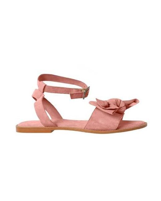 Vero Moda Lila Leather Bow Sandal Emberglow in Pink - Lyst