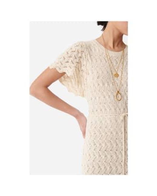 Vanessa Bruno White Clementina Crochet Tie Waist Midi Dress Size: M, Col: Ec M