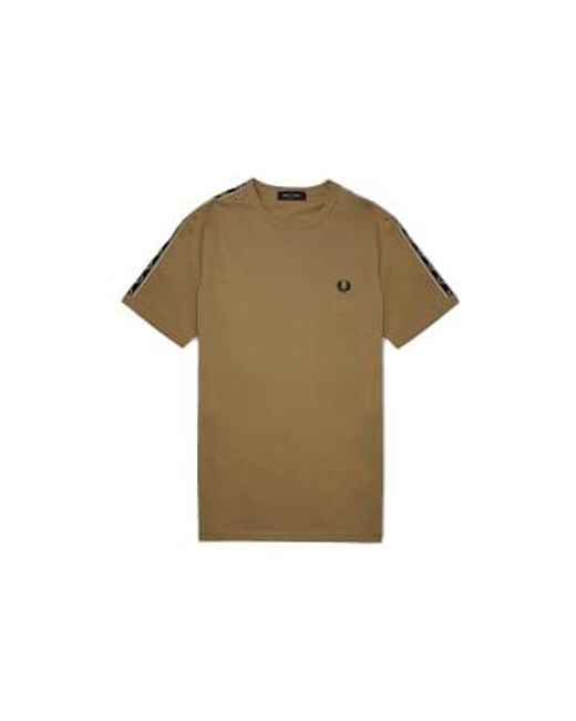 Fred Perry Green Taped Ringer T-shirt Warm Stone M for men