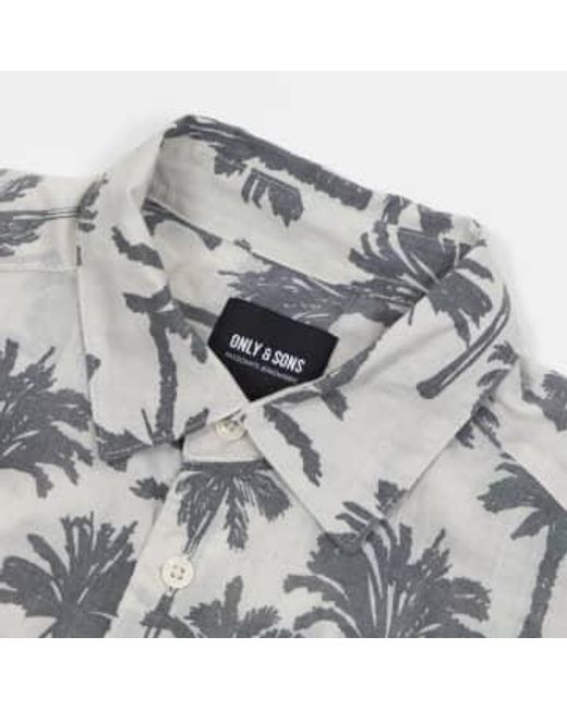 Only And Sons Only And Sons Palm Tree Shirt In di Only & Sons in Gray da Uomo