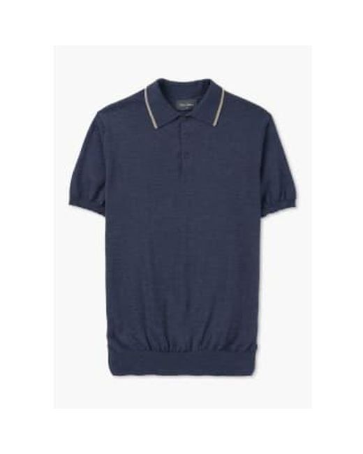 Oliver Sweeney Blue S Covehithe Merino Knitted Polo Shirt for men