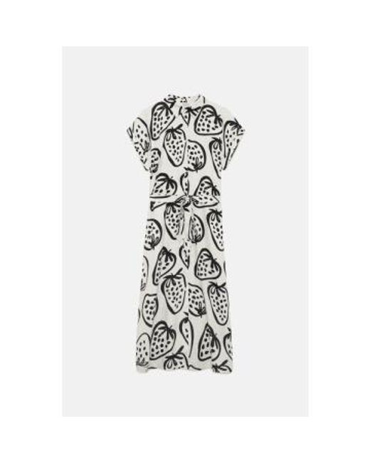Compañía Fantástica White Strawberry Print Shirt Dress 41c/41022 L