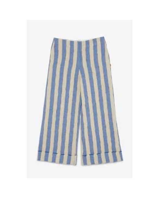 Ottod'Ame Blue Linen Blend Trousers Size 8