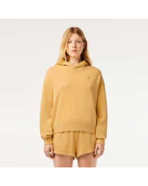 Sweat-shirt fleece surdimensionné naturellement teint naturellement teint avec capuchon Lacoste en coloris Yellow