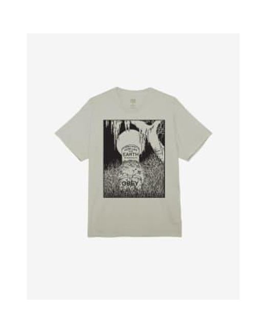 Obey Gray Here Lies The Earth T-shirt Pigment Medium for men