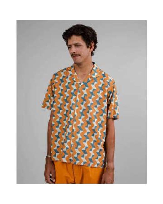 Brava Fabrics Brown Aloha Shirt Big Tiles Topaz S for men