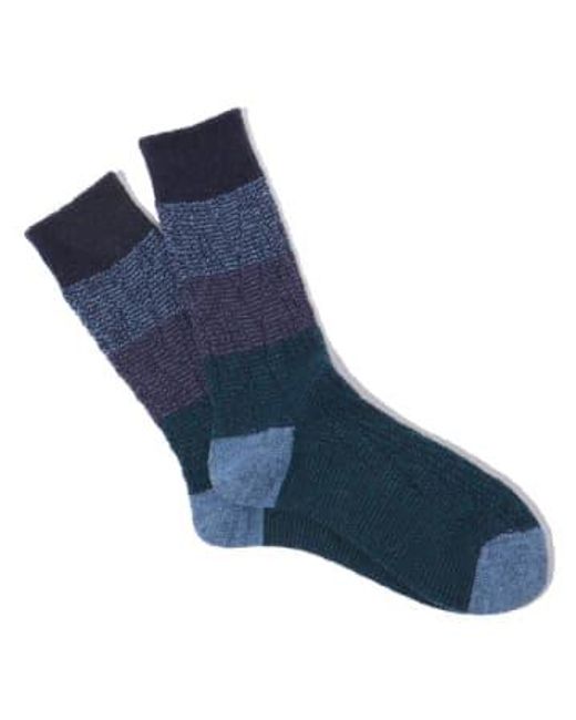 Anonymous Ism Blue Gradation Cable Crew Socks for men