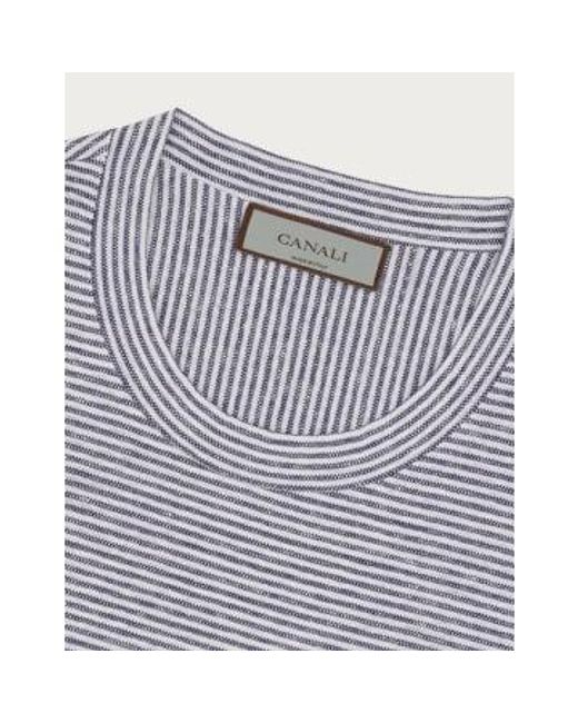 Canali Gray And White Striped Cotton Linen T-shirt T0003-mj02041-300 48 for men