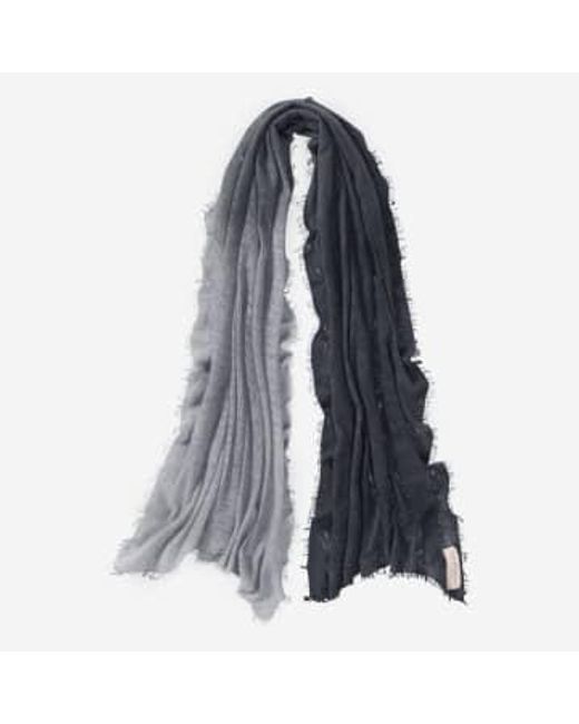 PUR SCHOEN Blue Ombre Anthracite Hand Felted Cashmere Soft Scarf