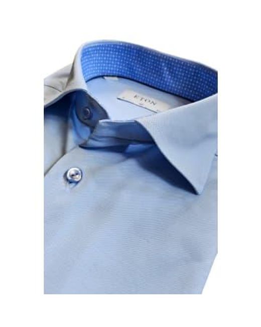Eton of Sweden Blue Slim Fit Four-way Stretch Shirt With Contrast Details 10001226922 for men