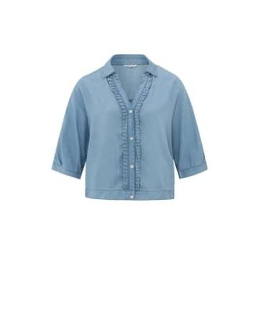 Yaya Blue Chambray Batwing Top With V Neckline