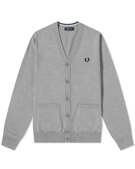 Fred Perry Merino Cotton Classic Cardigan Grau in Grau für Herren | Lyst DE