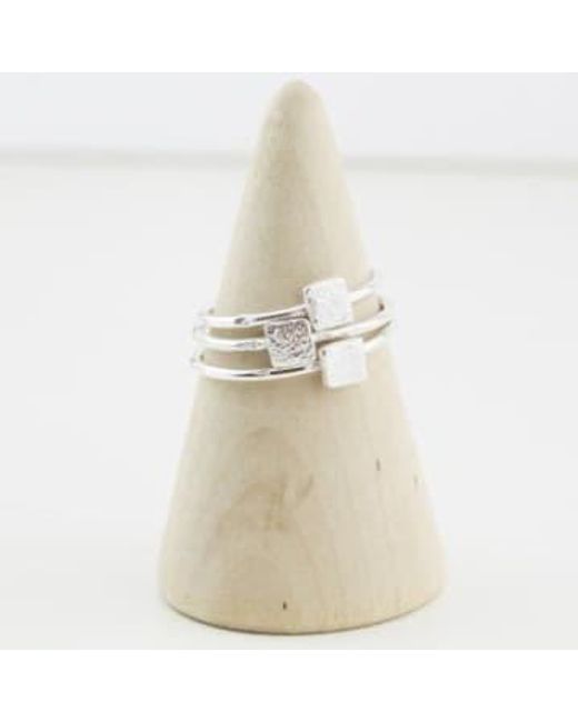 Handmade Sterling Mini Square Ring di Lucy Kemp in Natural