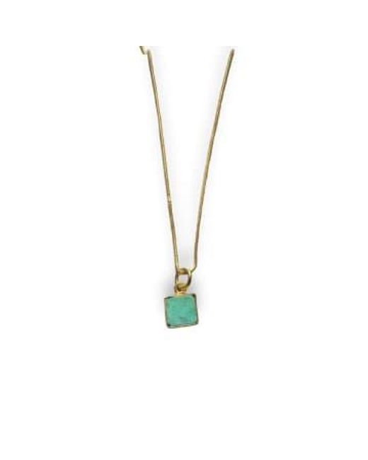 CollardManson Metallic Semi-precious Stone Necklace Plated Snake Chain With Turquoise Pendant Oxid