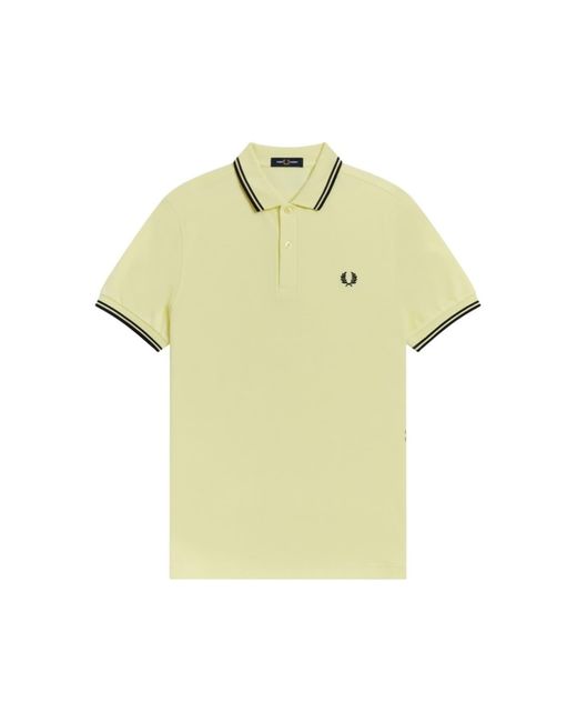 Fred Perry Slim Fit Twin Tipped Polo Wax Yellow Navy Black for Men