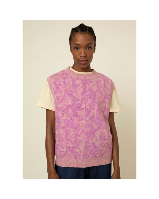 FRNCH Sleeveless Round Neck Sweater in Pink | Lyst