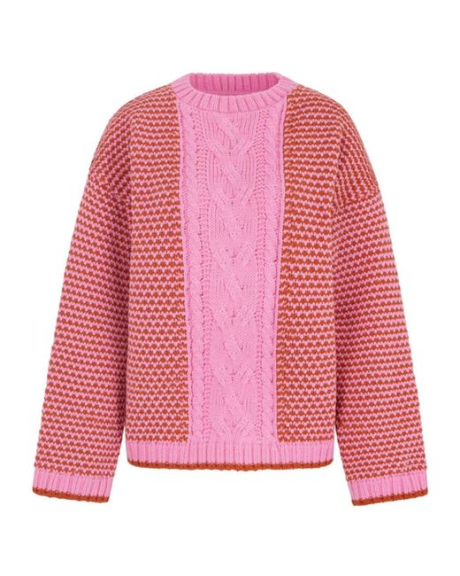 Cara & The Sky Pink Frankie Cable Crew Neck Jumper