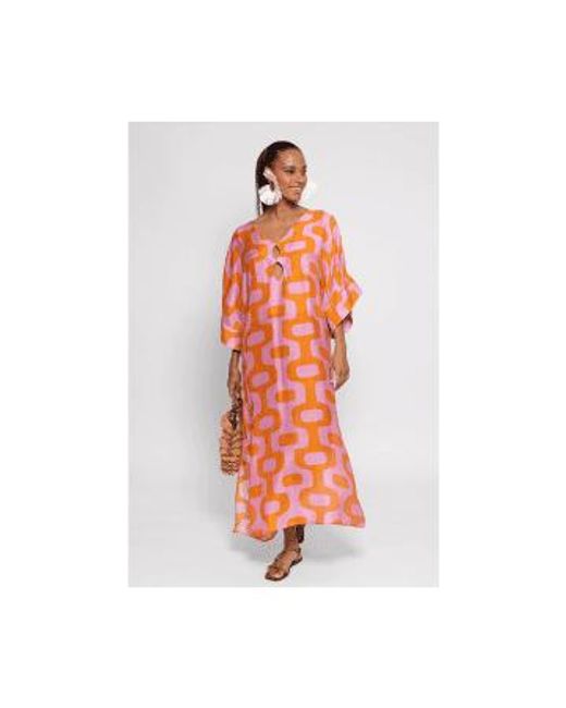 Leandre vestido estampado geométrico col: rosa/naranja, talla: m/ Sundress de color Orange