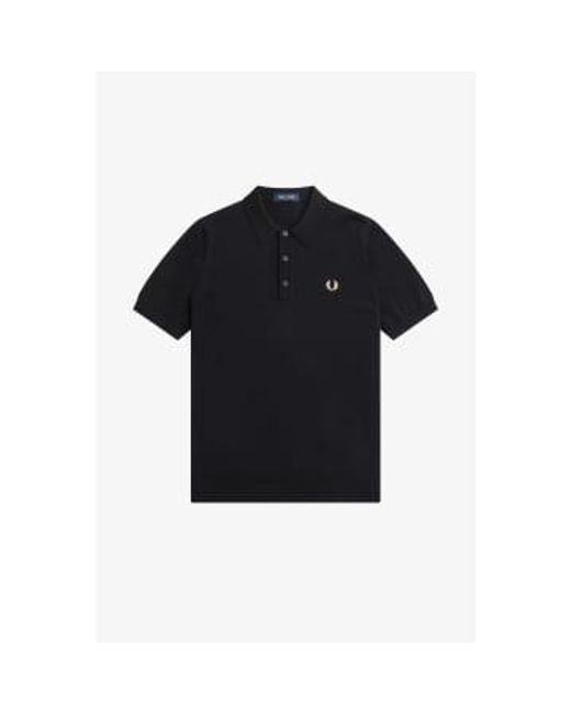 Fred Perry Black Classic Knitted Shirt Medium for men