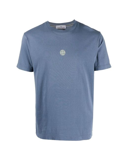 Stone Island 2ns87 Lettering Two Print Tee Avio Blue for Men | Lyst