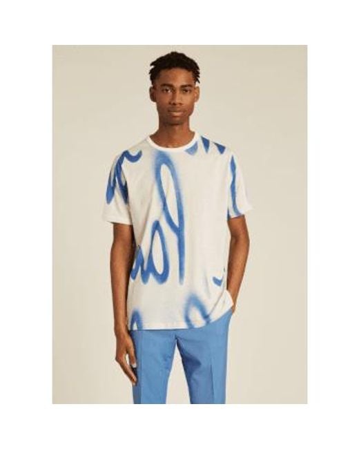 Paul Smith Weißes baumwoll-t-shirt mit spray-print in Blue für Herren
