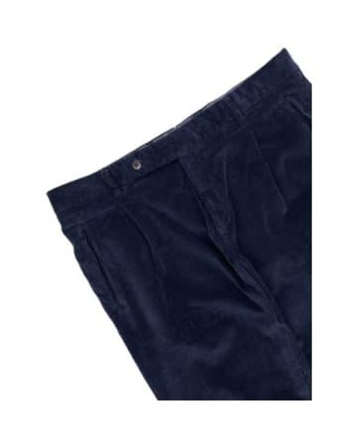 Pantalon chino plissé en velours côtelé dans la marine Fresh pour homme en coloris Blue