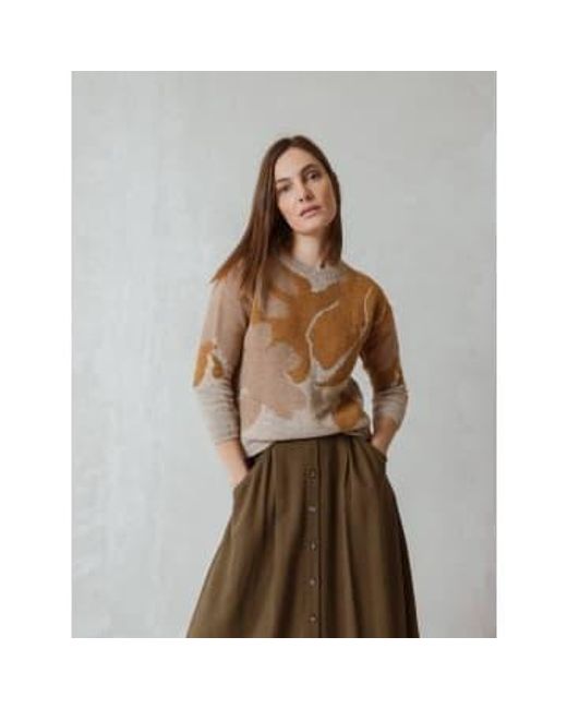 Indi & Cold Brown Leaves Knit Sweater