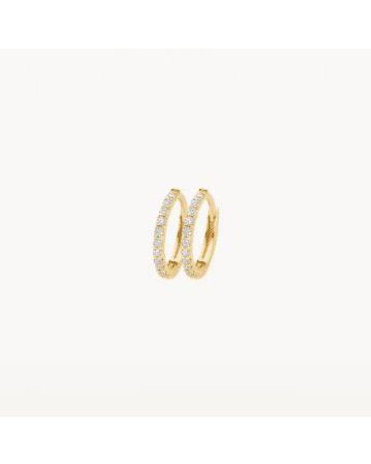 Blush Lingerie Metallic 14k Gold Zirconia Pave Hoop 9.8mm Earrings