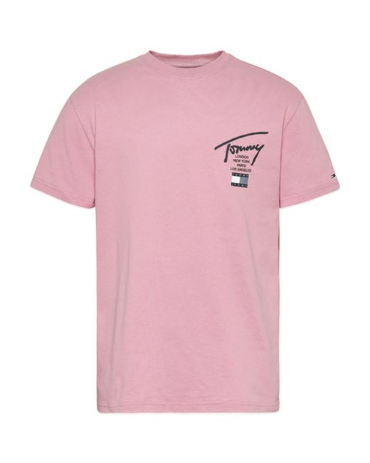 Camiseta Tommy Morn Essential Signature Tommy hombre de Rosa | Lyst