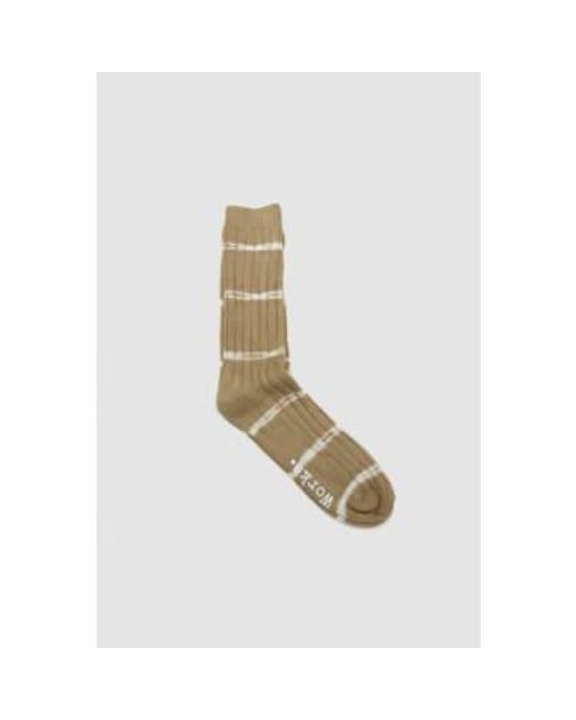 Universal Works White Tie Dye Socks Dark Sand Knit M for men