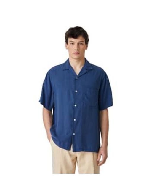 Portuguese Flannel Blue Dogtown Short Sleeve Shirt / M for men