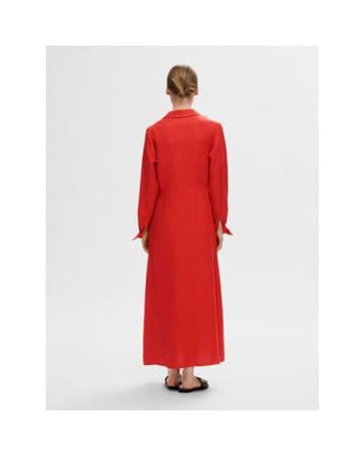 SELECTED Red Lyra Maxi Shirt Dress Flame Scarlet 34