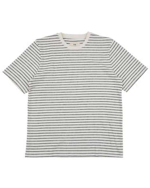 Folk White Textured Stripe T-shirt Ecru / Ecru for men