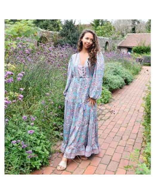 Demi And Blue Floral Paisley Maxi Dress di Powell Craft in Gray
