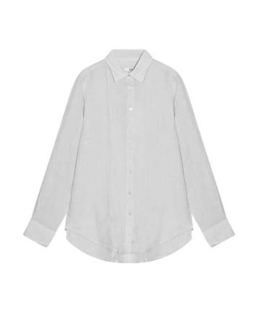0039italy blusa lino mira langarm Cashmere Fashion de color White
