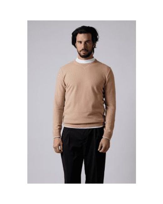 Daniele Fiesoli Natural Wool Round Neck Sweater for men