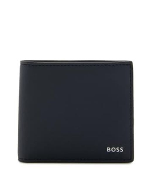 Boss Zair 8 Cc Dark Billfold Wallet In Recycled Leather 50485600 404 di Boss in Blue da Uomo