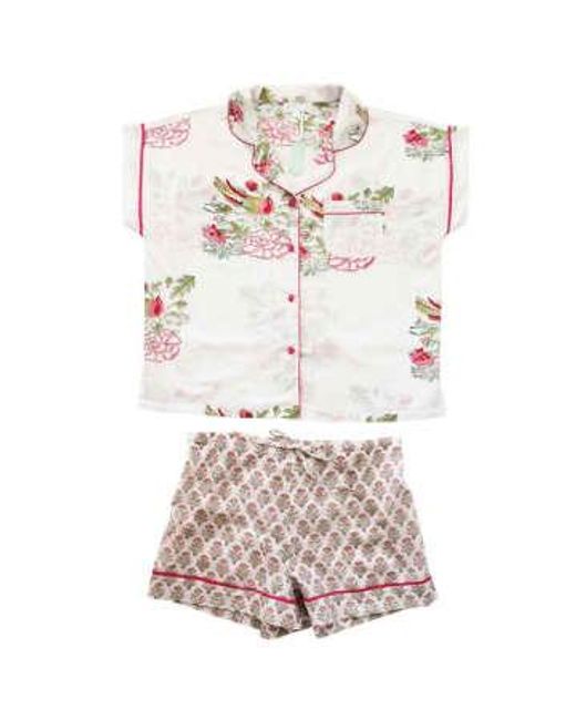 Powell Craft Gray & Mint Green Floral Short Pyjama Set