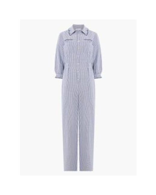 Great Plains Blue Salerno Gingham Jumpsuit Navy And White 12