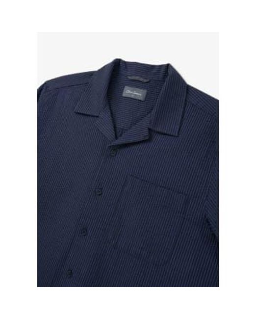 Oliver Sweeney Blue S Ravenshead Seersucker Short Sleeve Shirt for men
