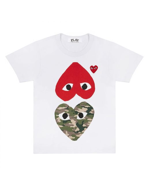 Camiseta camuflaje con corazón al revés COMME DES GARÇONS PLAY de hombre de color Red