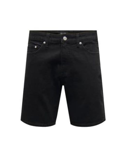 Pantalones cortos mezclilla negros Only & Sons de hombre de color Black