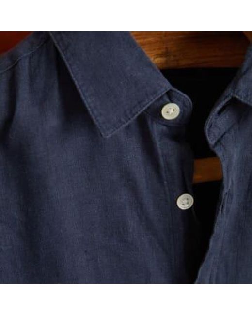 Camisa manga larga lino marino Portuguese Flannel de hombre de color Blue