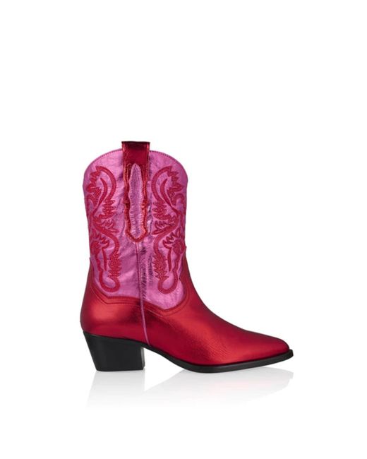Dwrs Label Red Brady Metallic Cowboy Boots