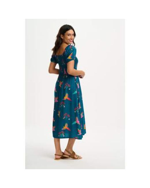Sugarhill Blue Jolene Shirred Midi Dress