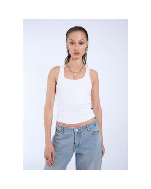 Every Thing We Wear White Dr Denim Nyla Vest Top Ribbed Cotton / S