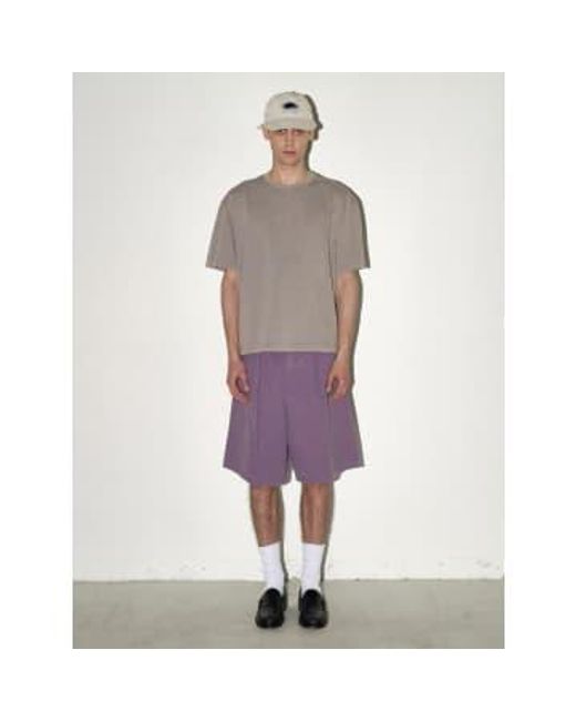 PARTIMENTO Purple Belted Wide Bermuda Pants In for men