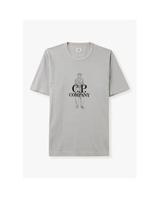 C P Company Herren 1020 Jersey British Sailor T-Shirt in Nieselregen in Gray für Herren
