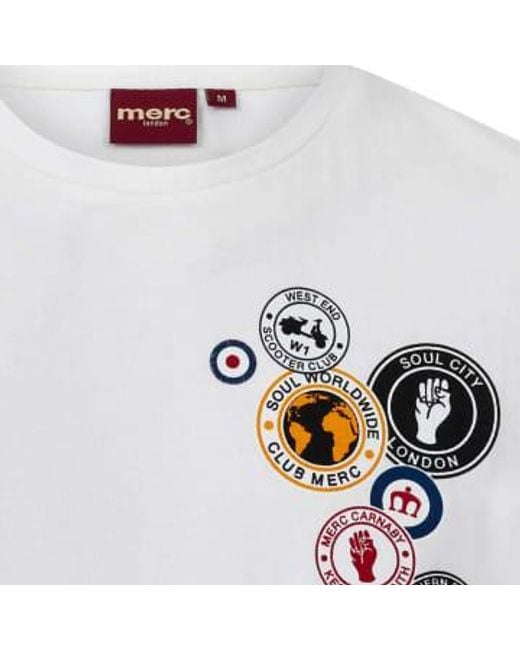 Merc London White Naunton Pin Badge T-shirt M for men