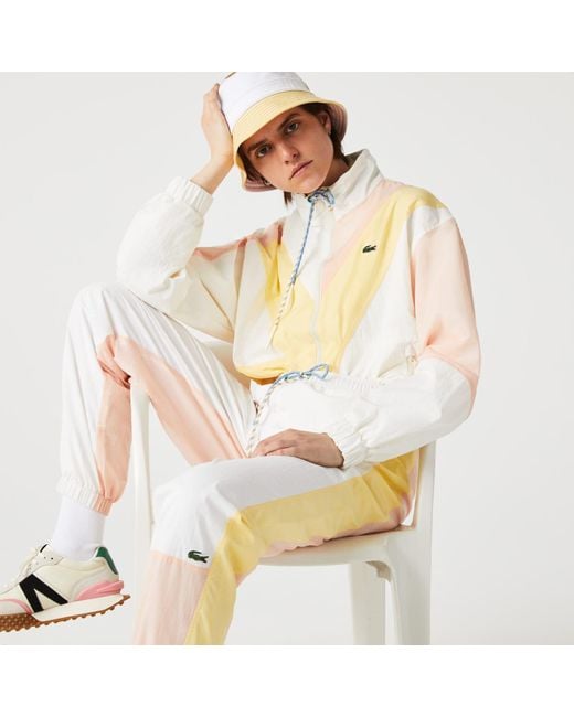 Lacoste Synthetic White / Light Pink / Yellow • Bl6 Jacket With Block Color  Block And Zipper | Lyst